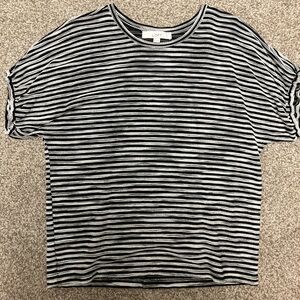 LOFT Black and White Striped Top